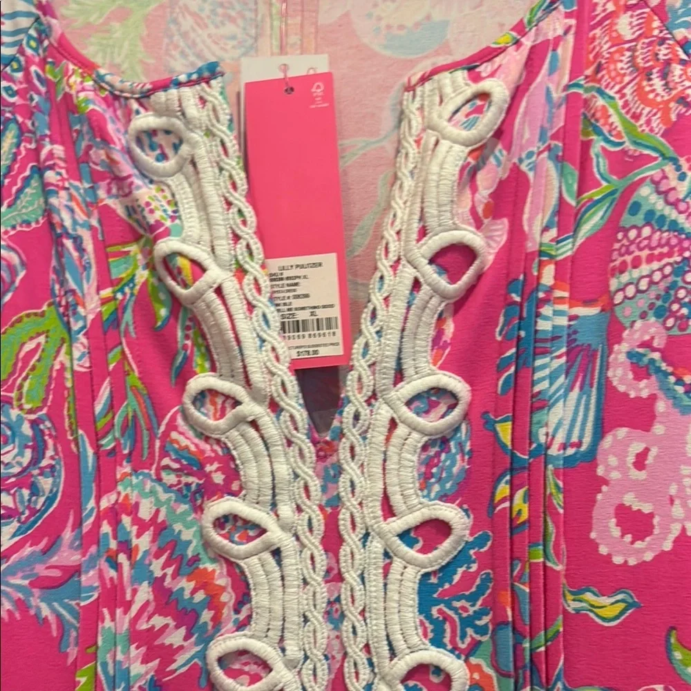 Lilly Pulitzer Pink and Blue Scoop Neck Sundress - Picture 3 of 6
